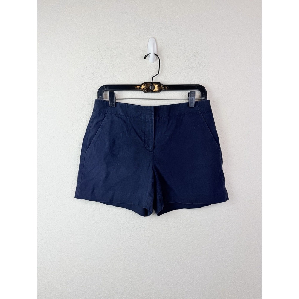 Theory‎ Linen Blend Mid Rise Shorts Sz 4 Stretch Tailored Coastal Resort Beachy